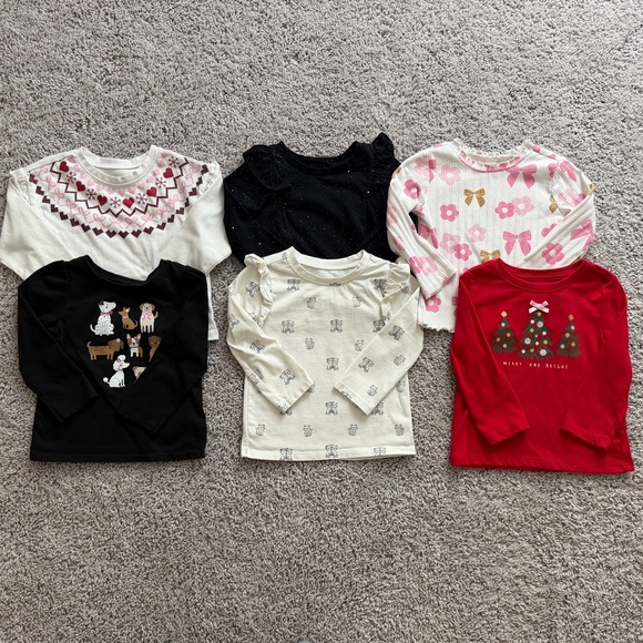 Garanimals Other - Girls 6-Pack Long Sleeve Tops - Cream, Black, Pink, Red